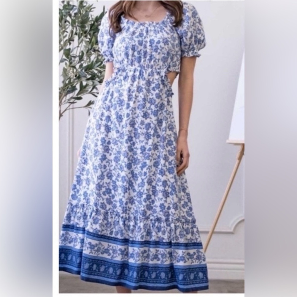 BNWT By the River Porcelain Dress with Side Cut Outs SZ M